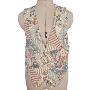 Vintage Backroad Blues Women’s Tapestry Vest Size Small Floral Patchwork USA